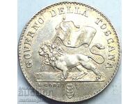 Флоренция 100 кватрини 1859 Италия Фиорино Лъв сребро