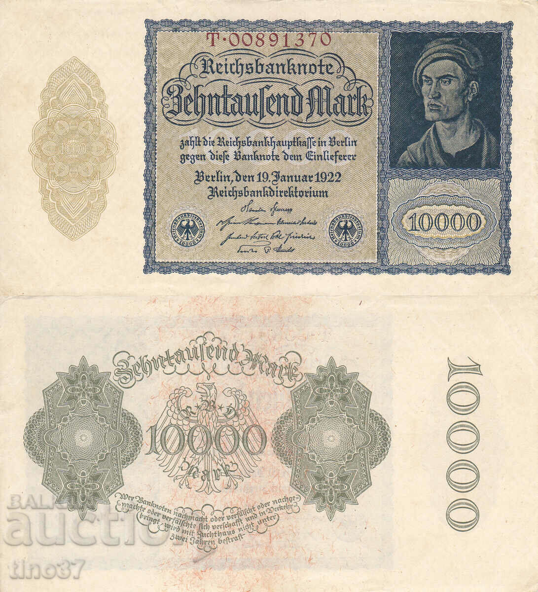 tino37- GERMANIA - 10000 MARCI - 1922- XF+