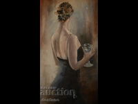 Oil painting - Painting - At a company party 40/30 cm