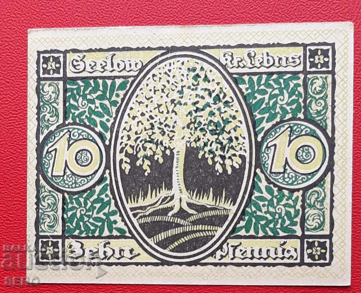 Банкнота-Германия-Бранденбург-Зеелов-10 пфенига 1920