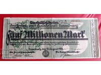 Bancnotă-Germania-Hamburg-5 milioane de mărci 1923