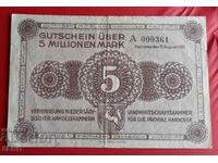 Bancnotă-Germania-Saxonia-Hanovra-5 milioane de mărci 1923