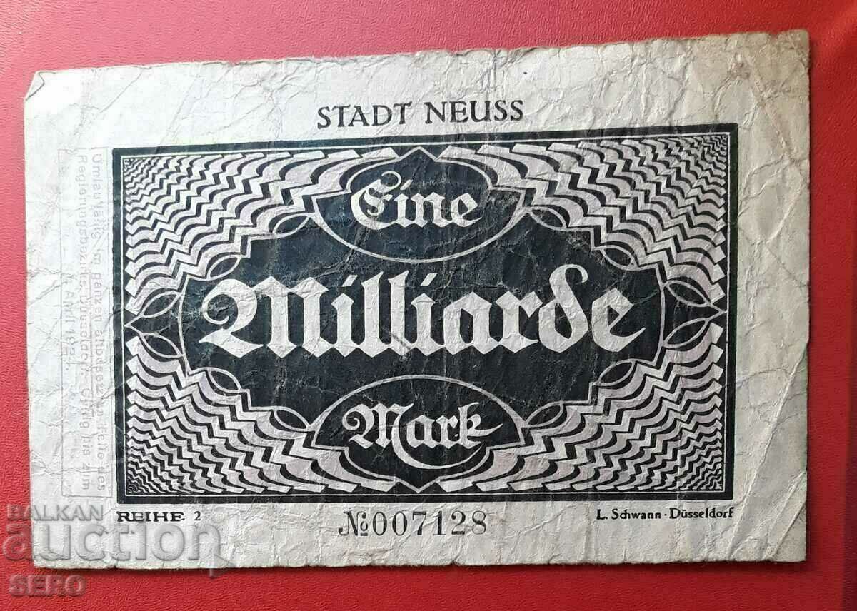 Banknote-Germany-S.Rhine-Westphalia-Neuss-1 billion marks 1923