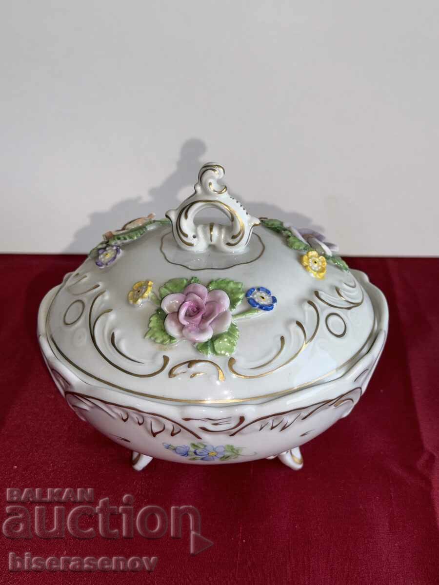 Porcelain Jewelry Box with Marking (Hand Painted)