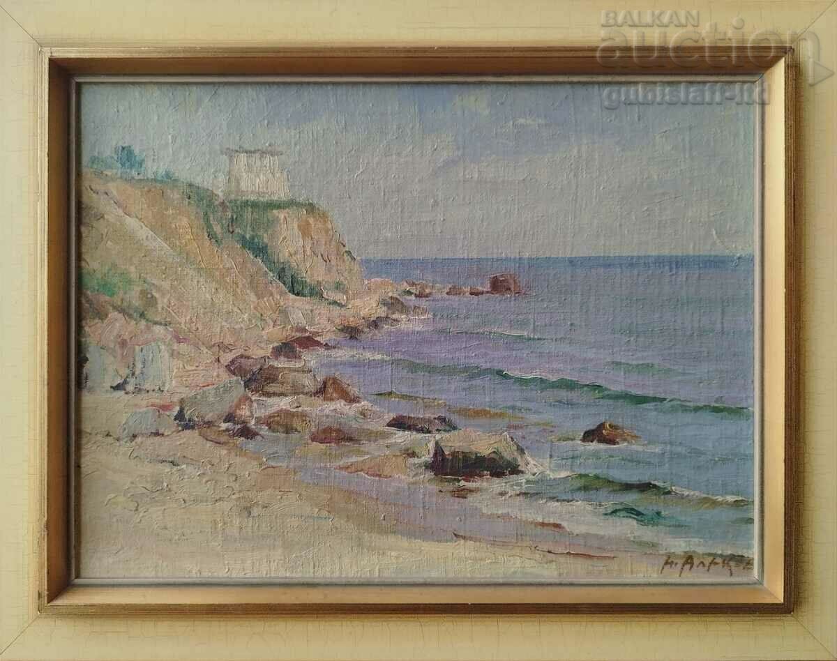 Ζωγραφική, θάλασσα, θέρετρο Druzhba, 1965, καλλιτέχνης N. Alekov (1922-2002)