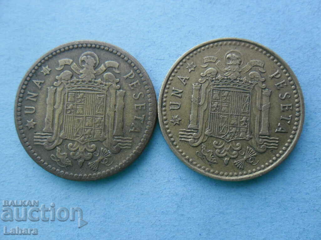 1 peseta 1953 and 1966. Spain
