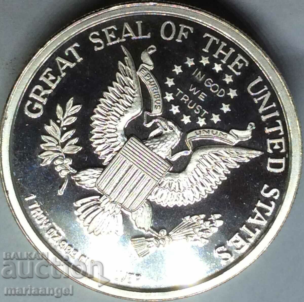 САЩ  1 Oz унция 31,31г сребро UNC PROOF