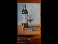 Маслена картина - Натюрморт - Бутилка вино 40/30 см