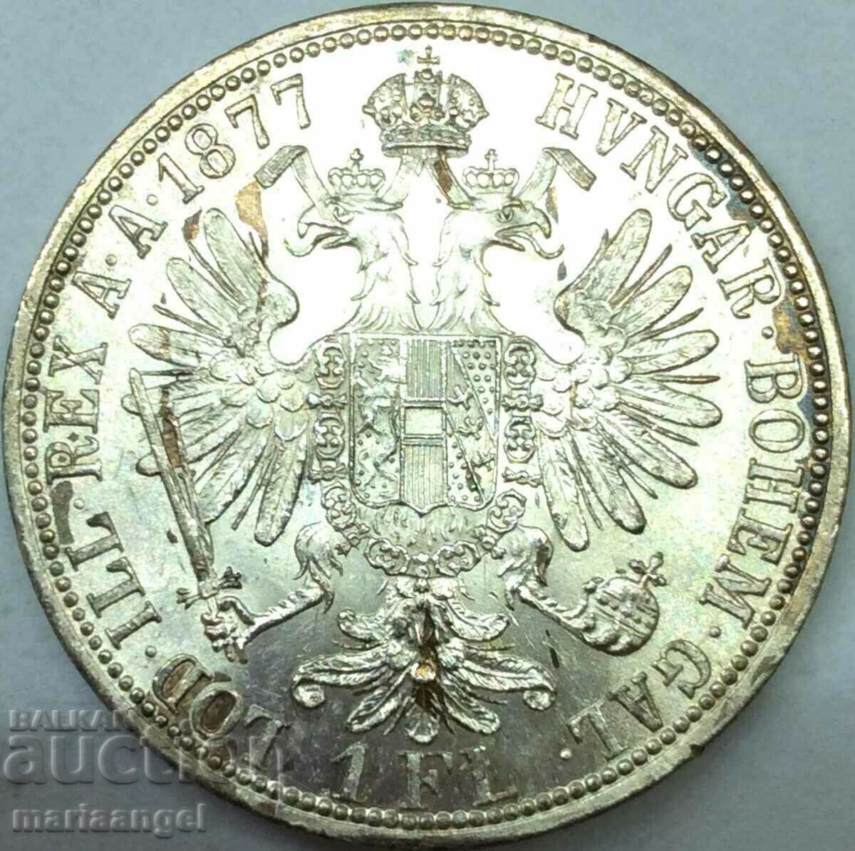 Austria 1 florin 1877 Franz Joseph argint începe patină