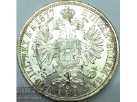 Австрия 1 флорин 1877 Франц Йосиф сребро започва патина