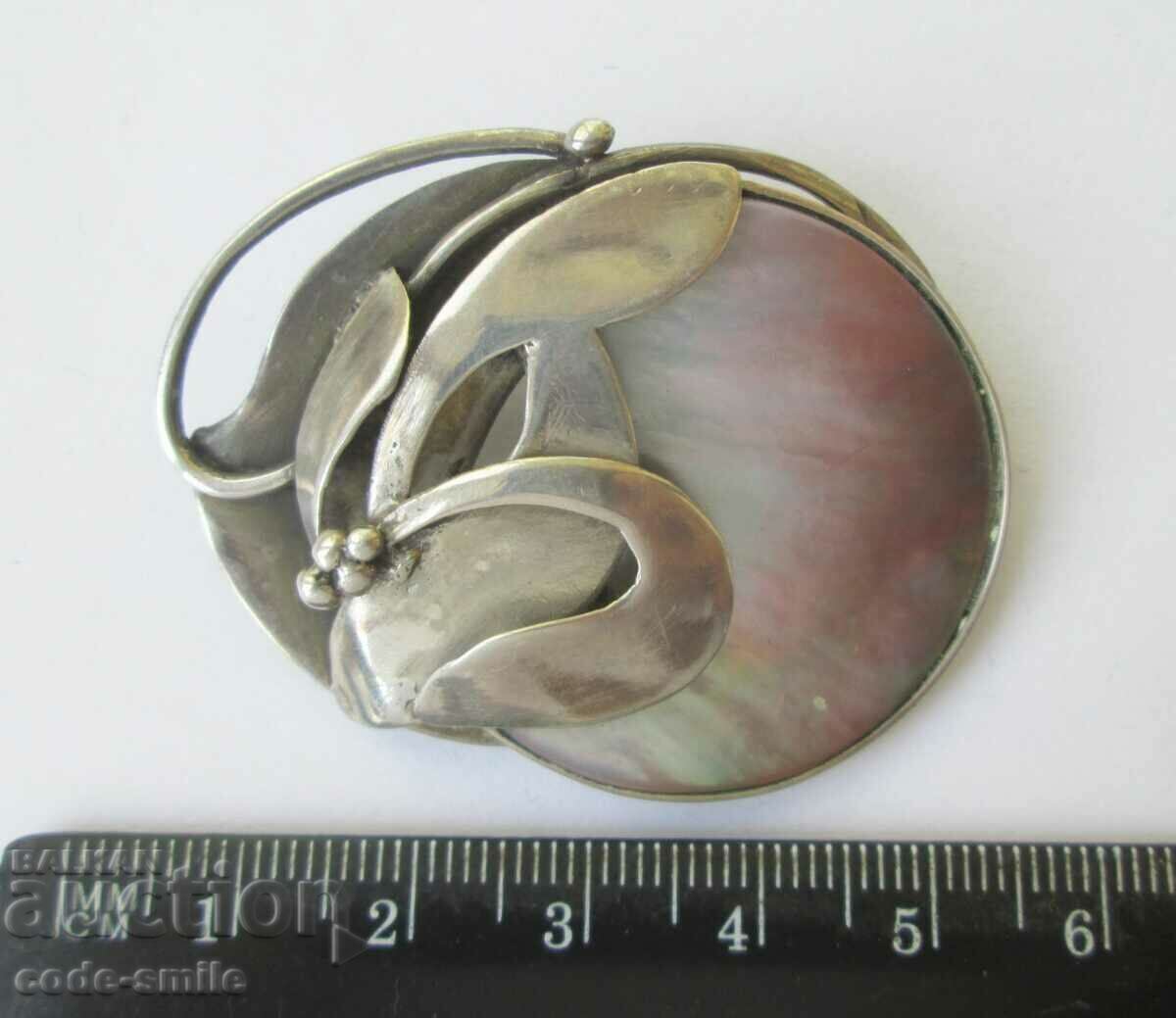 Old ladies' silver brooch and locket jewel silver mother-of-pearl - 5 Old ladies' silver brooch and locket jewel silver mother-of-pearl - 5