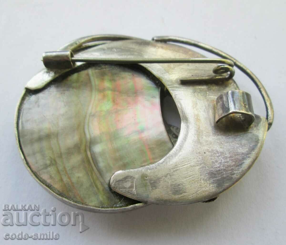 Old ladies' silver brooch and locket jewel silver mother-of-pearl - 6 Old ladies' silver brooch and locket jewel silver mother-of-pearl - 6