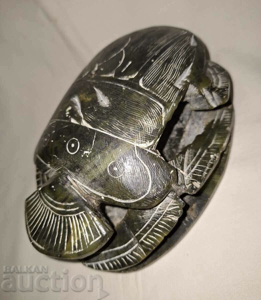 Old large stone scarab