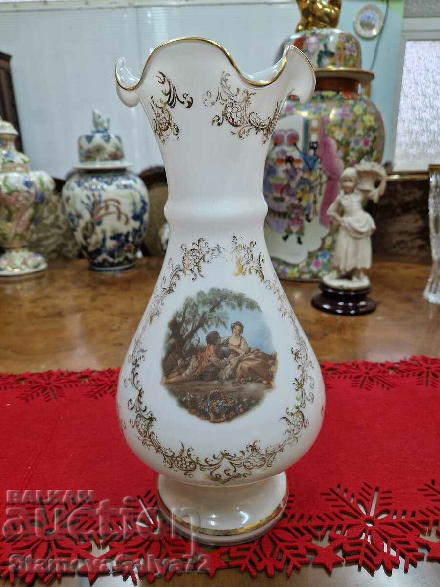 A great antique Belgian Opaline vase