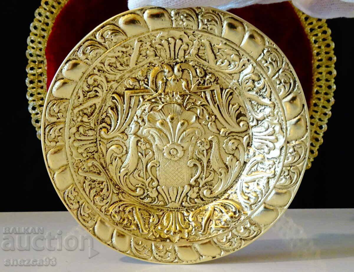 Ancient bronze plate, peacocks, baroque. - 5 Ancient bronze plate, peacocks, baroque. - 5