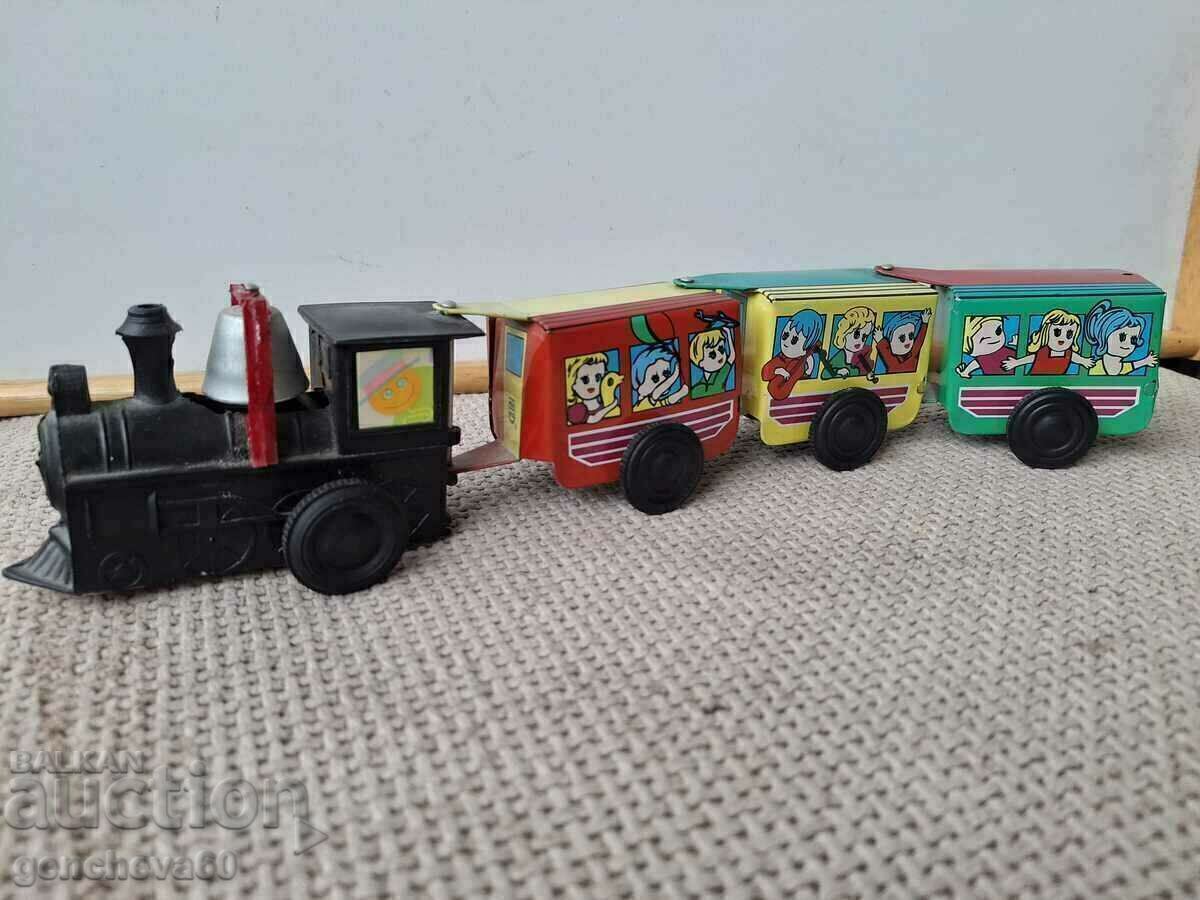 Mechanical tinplate old train with a bell Mechanical tinplate old train with a bell