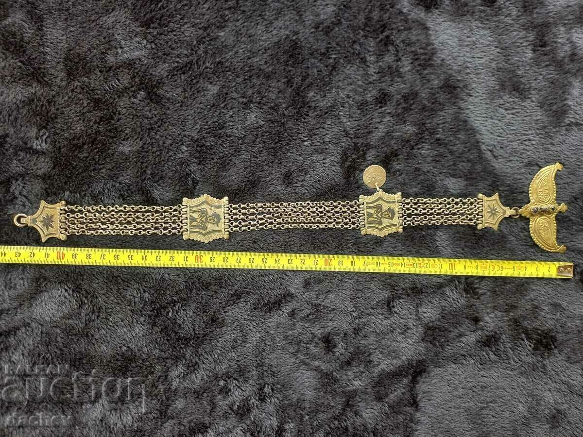 УНИКАЛЕН Възрожденски Сребърен с НИЕЛО Кюстек Пафти носия