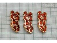 MISHA THE BEAR MOSCOW OLYMPICS 1980 USSR BADGE 3 NUMBERS LOT