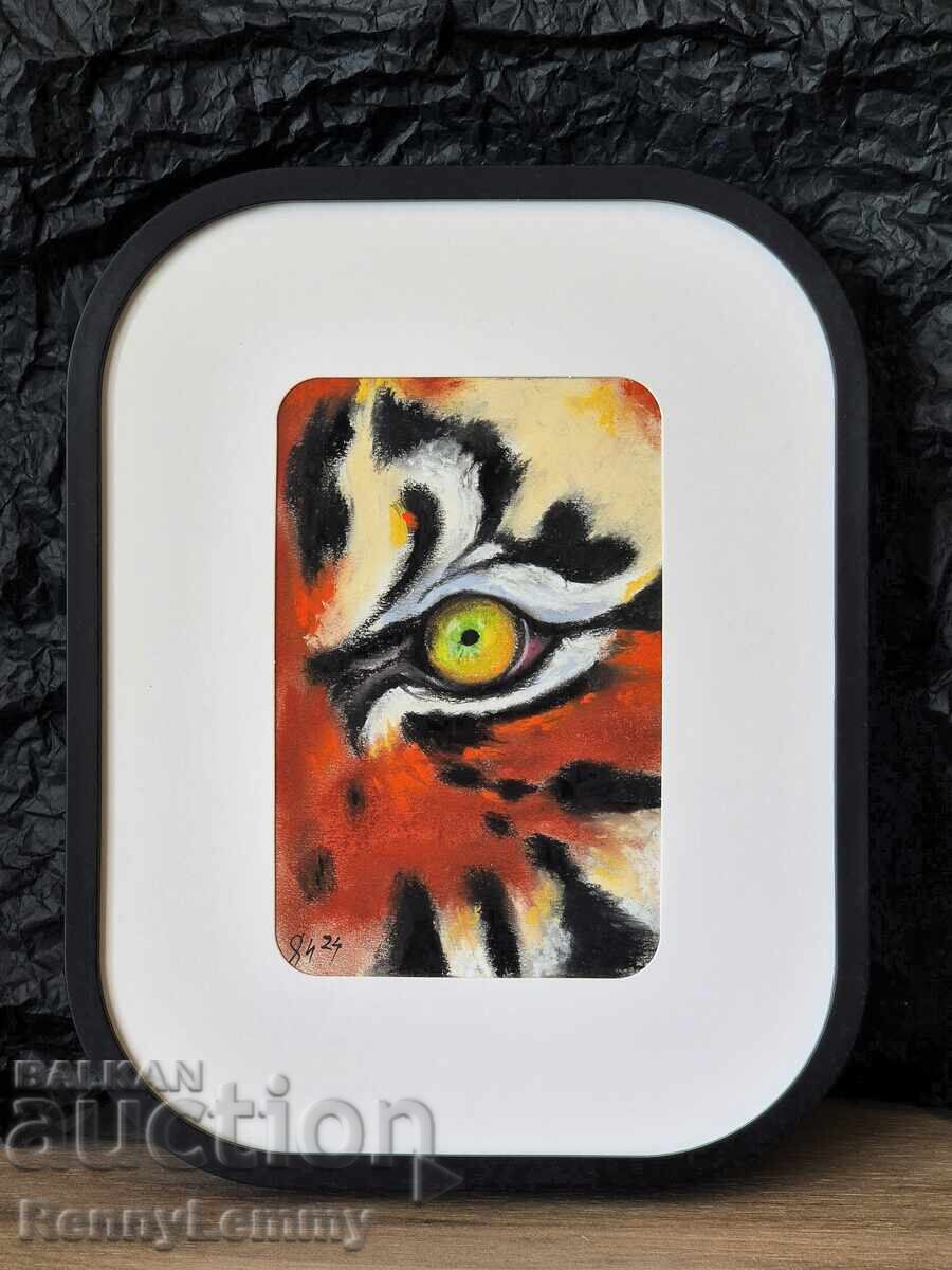 Auction Tiger's Eye, original painting, miniature Auction Tiger's Eye, original painting, miniature