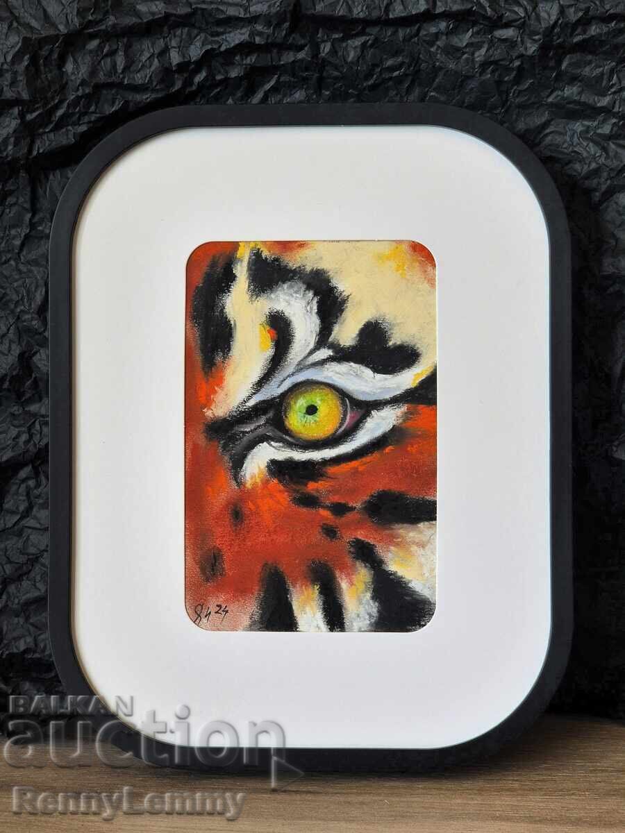 Tiger's Eye, original painting, miniature Tiger's Eye, original painting, miniature