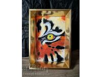 Ochi de tigru, pictură originală, miniatură
