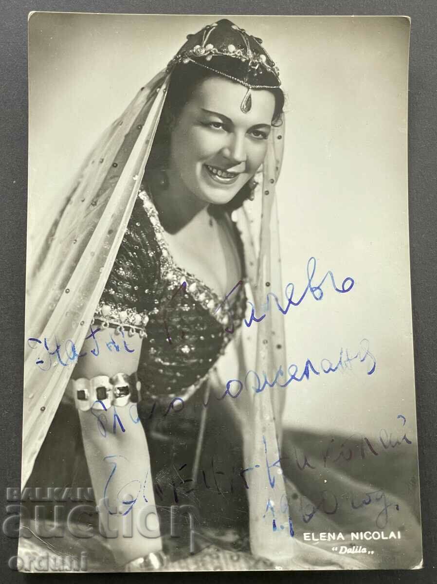 4297 Cântăreața de operă Elena Nikolay dedicație autografă 1960.