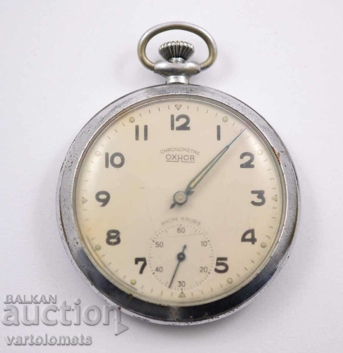 Старинен джобен часовник CHRONOMETRE OXHOR - не работи