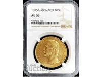 100 франка AU 53 NGC PCGS ЗЛАТО ЗЛАТНА ФРАНЦИЯ МОНАКО