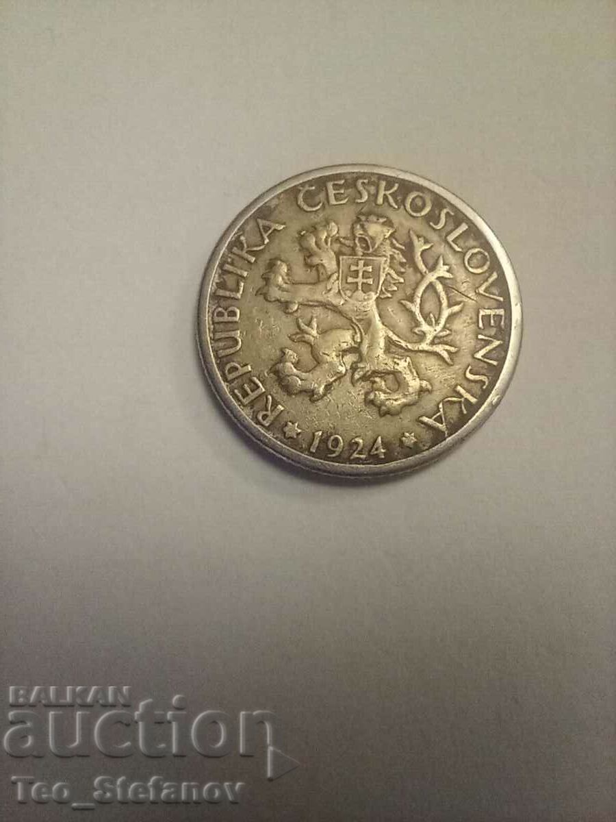 1 coroană 1924 Cehoslovacia foarte bine