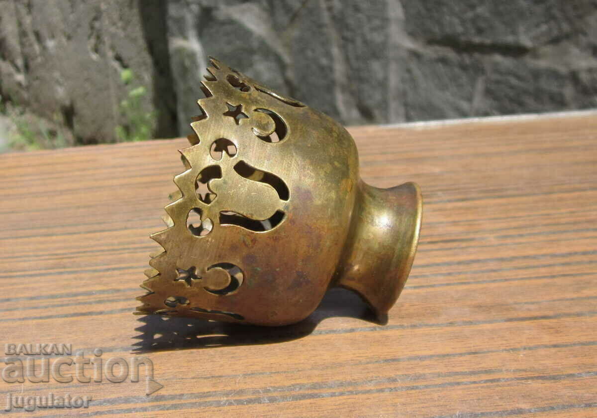 Delivery of Turkish Ottoman Empire antique bronze cup with ornaments