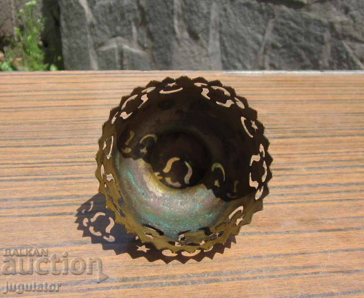 Turkish Ottoman Empire antique bronze cup with ornaments - 6