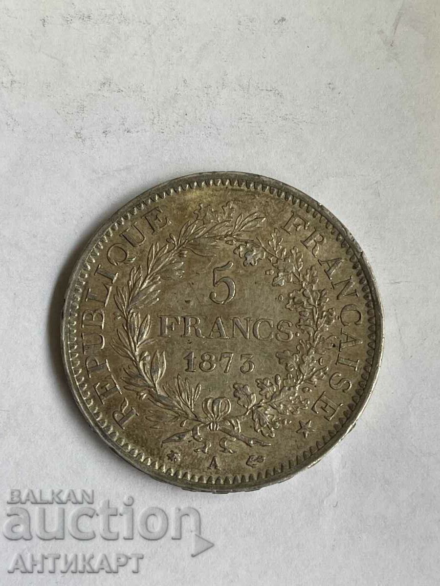 silver coin 5 francs France 1873 silver