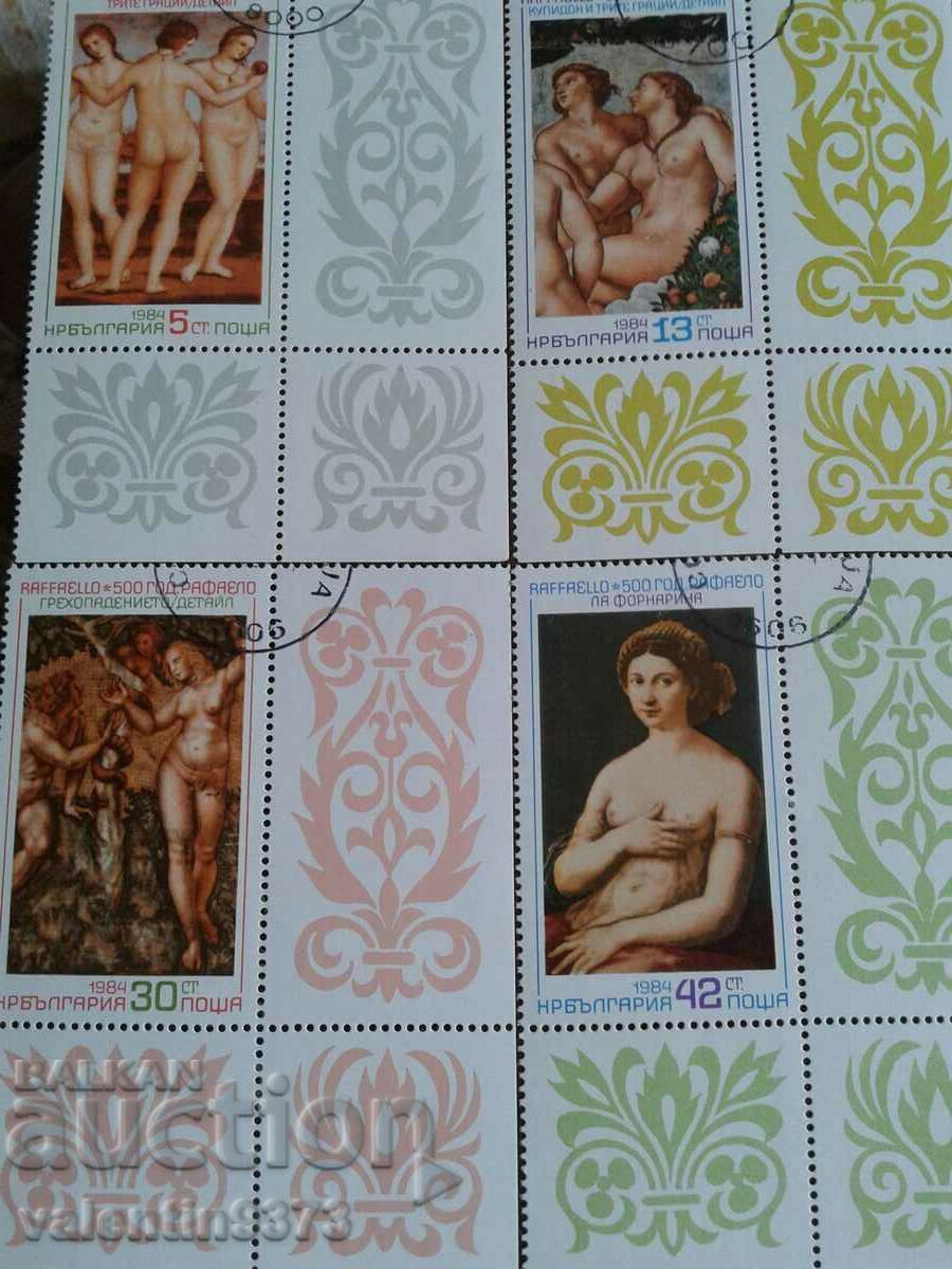 Δύο σειρές σφραγισμένων γραμματοσήμων BG με μπλοκ! Ραφαήλ και Τιτσιάν