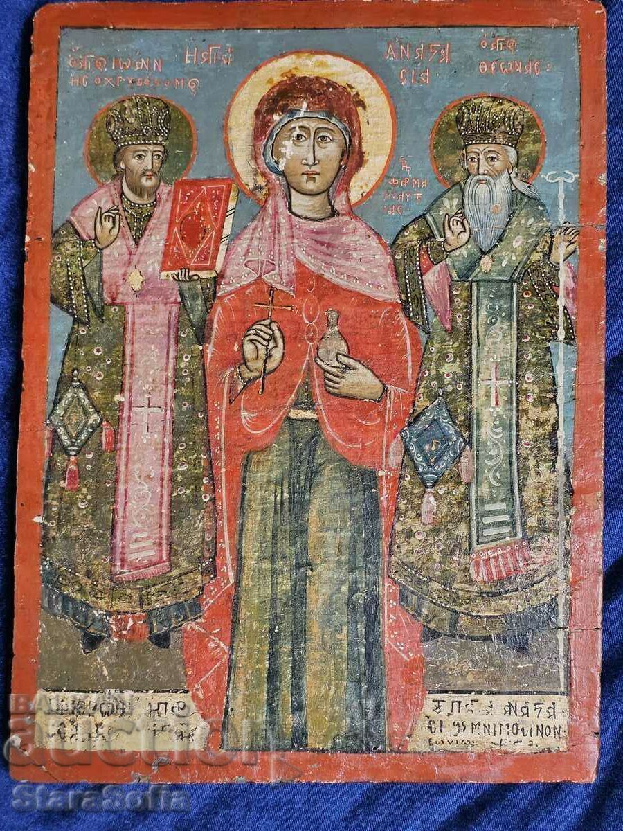 ПРАВОСЛАВНА ИКОНА СВЕТА АНАСТАСИЯ 18 век. - 7 ПРАВОСЛАВНА ИКОНА СВЕТА АНАСТАСИЯ 18 век. - 7