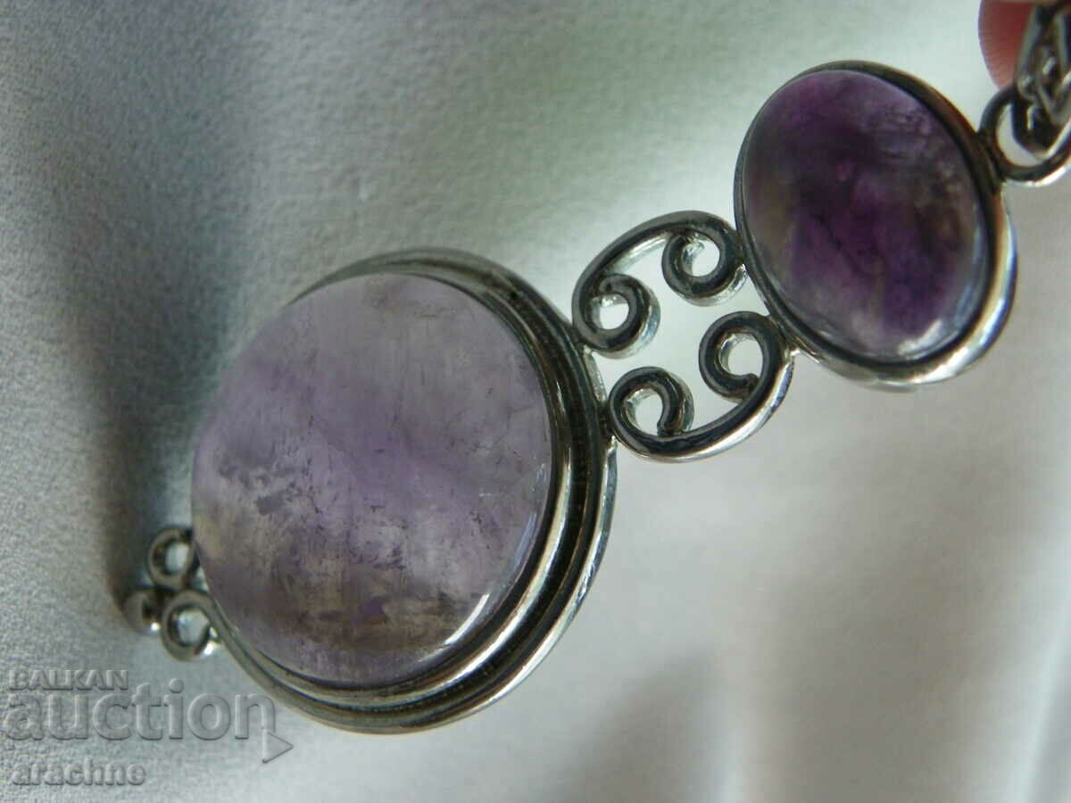 Very large silver locket with amethysts - 5 Very large silver locket with amethysts - 5