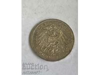 сребърна монета 5 марки Германия 1908 Вюртемберг сребро