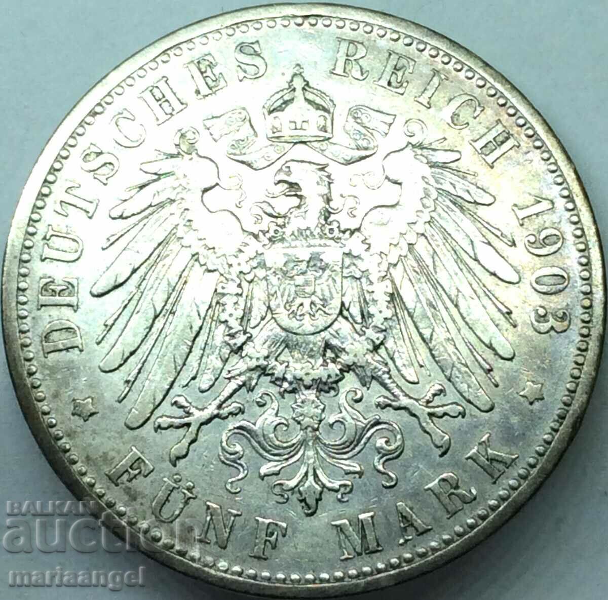 5 Marks 1903 Germany Bavaria Otto Silver