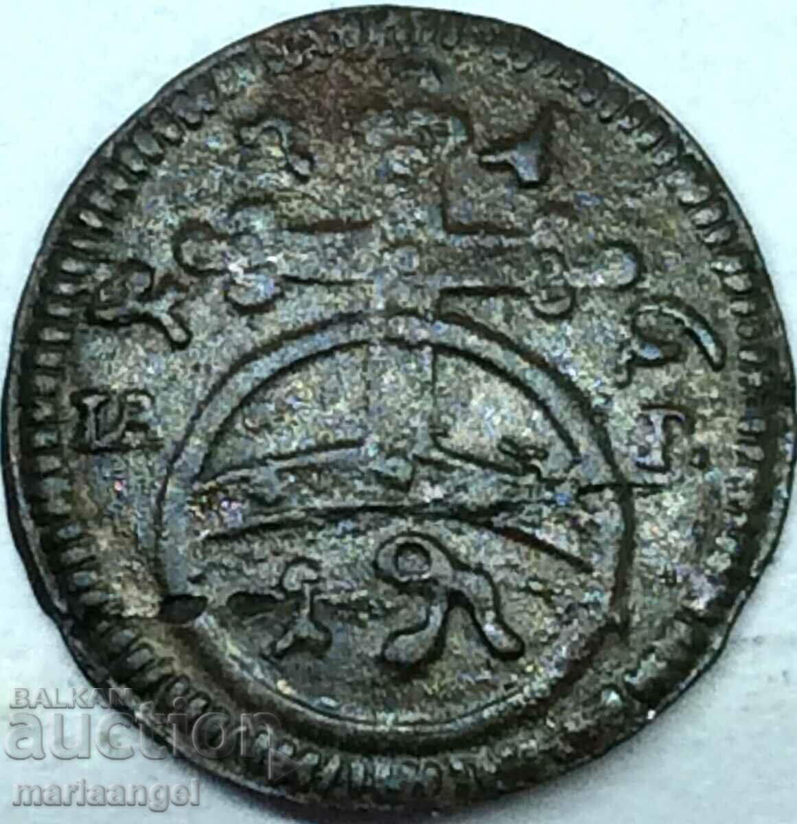Саксония 1 пфениг 1717 Германия - рядка монета!