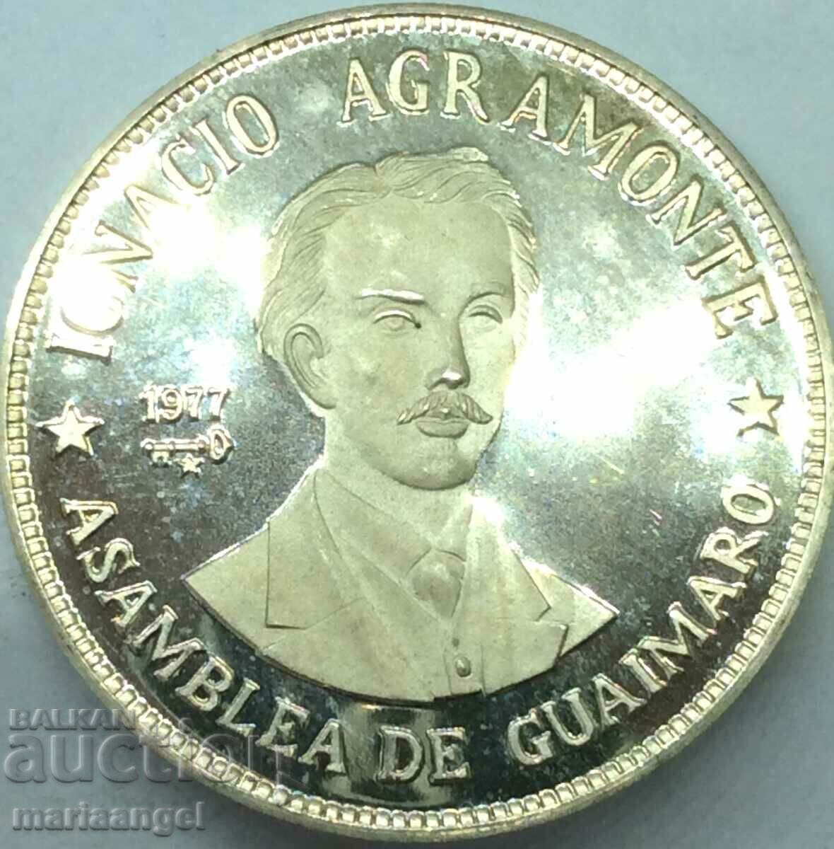 Cuba 20 pesos 1977 Ignacio Agramonte 26,16g argint PROOF