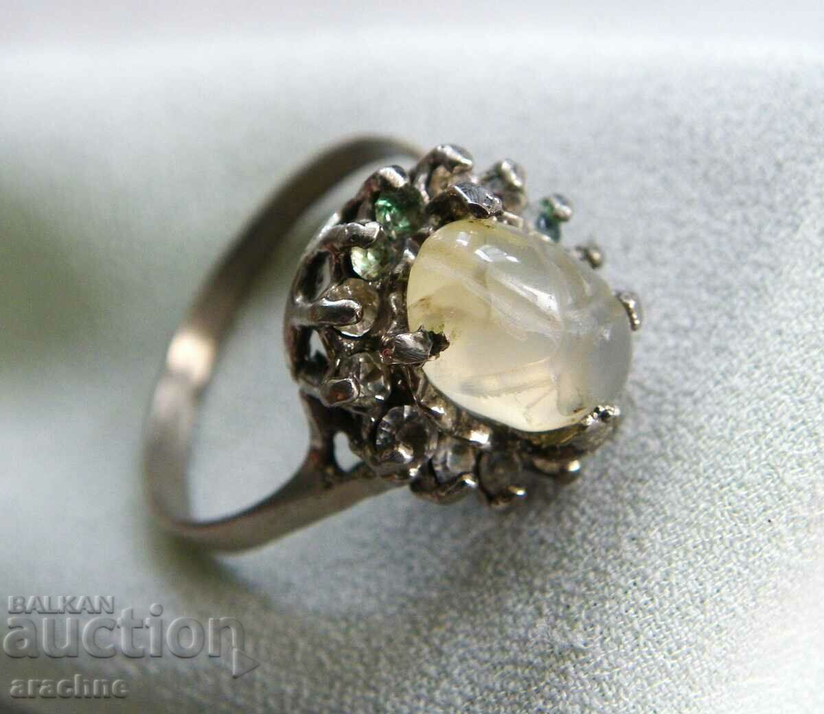 Silver ring with mountain crystal scarab with price 130.00 BGN | € 66.47