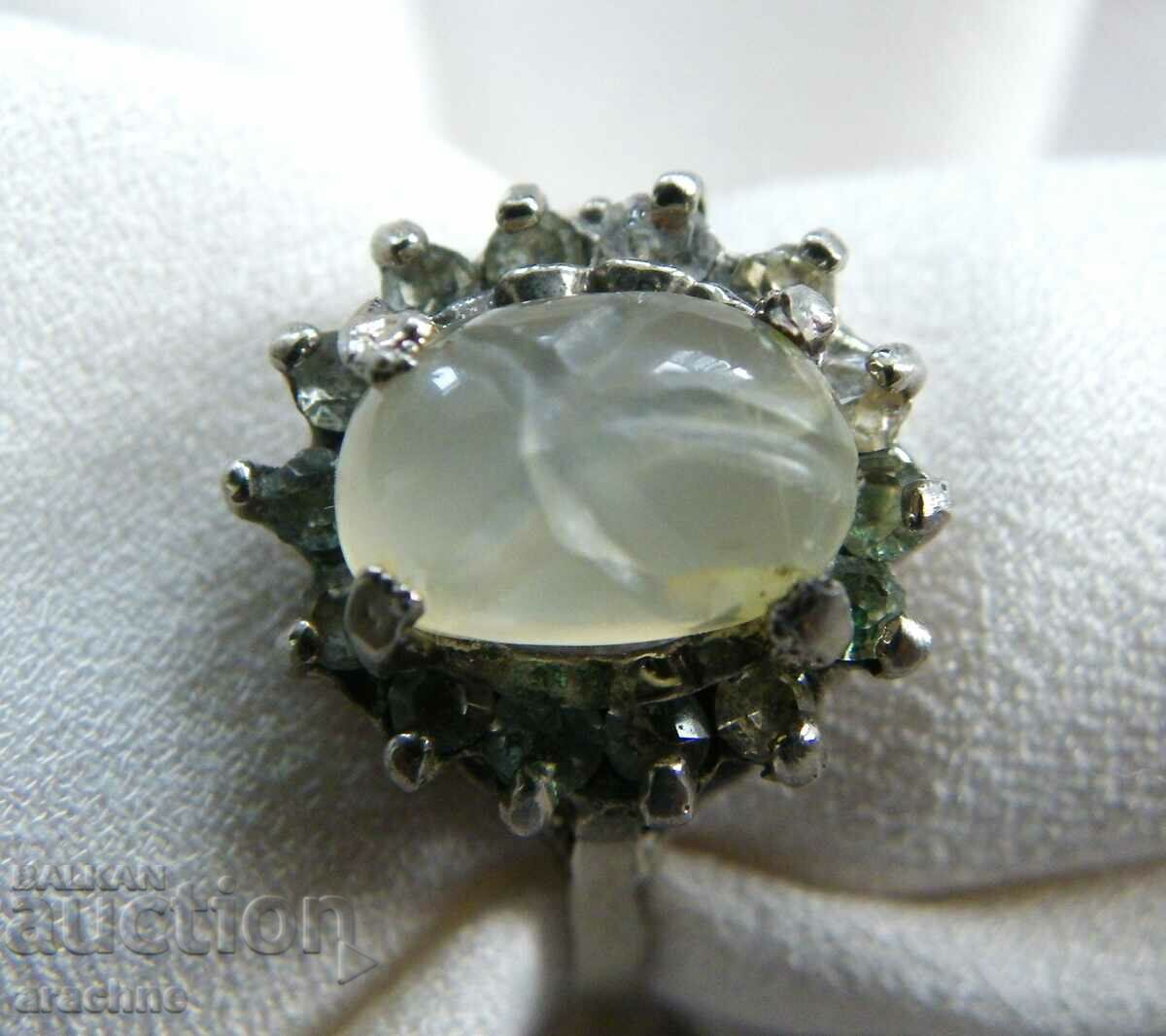 Silver ring with mountain crystal scarab - 5