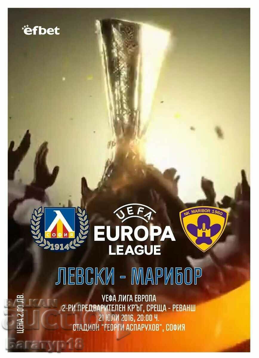 Programul de fotbal Levski-Maribor din 2016