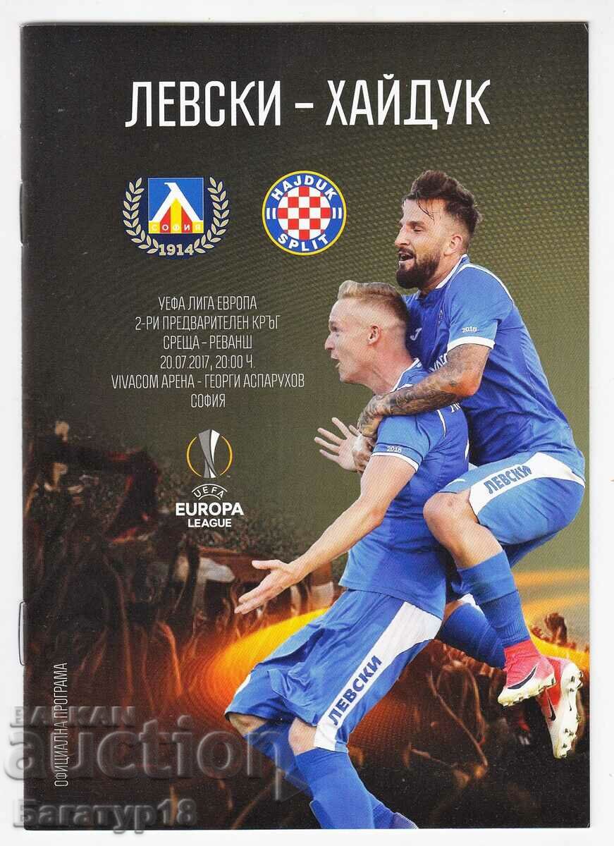Programul de fotbal Levski-Hajduk din 2017