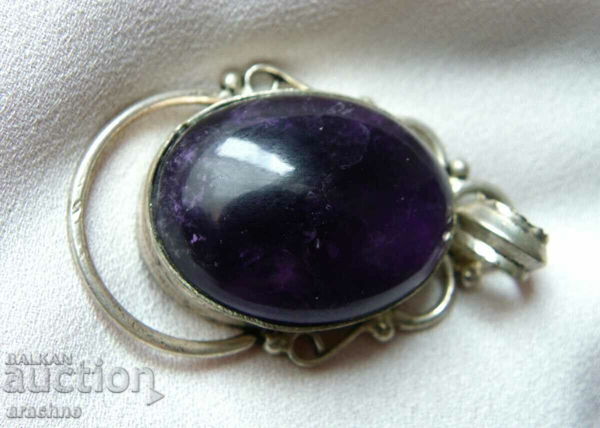 Large silver locket with tanzanite - 5 Large silver locket with tanzanite - 5