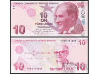❤️ ⭐ Turcia 2009 (2022) 10 lire UNC nou UNC nou ⭐ ❤️