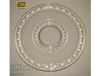 Large old plate 30 cm colorless transparent glass preserved