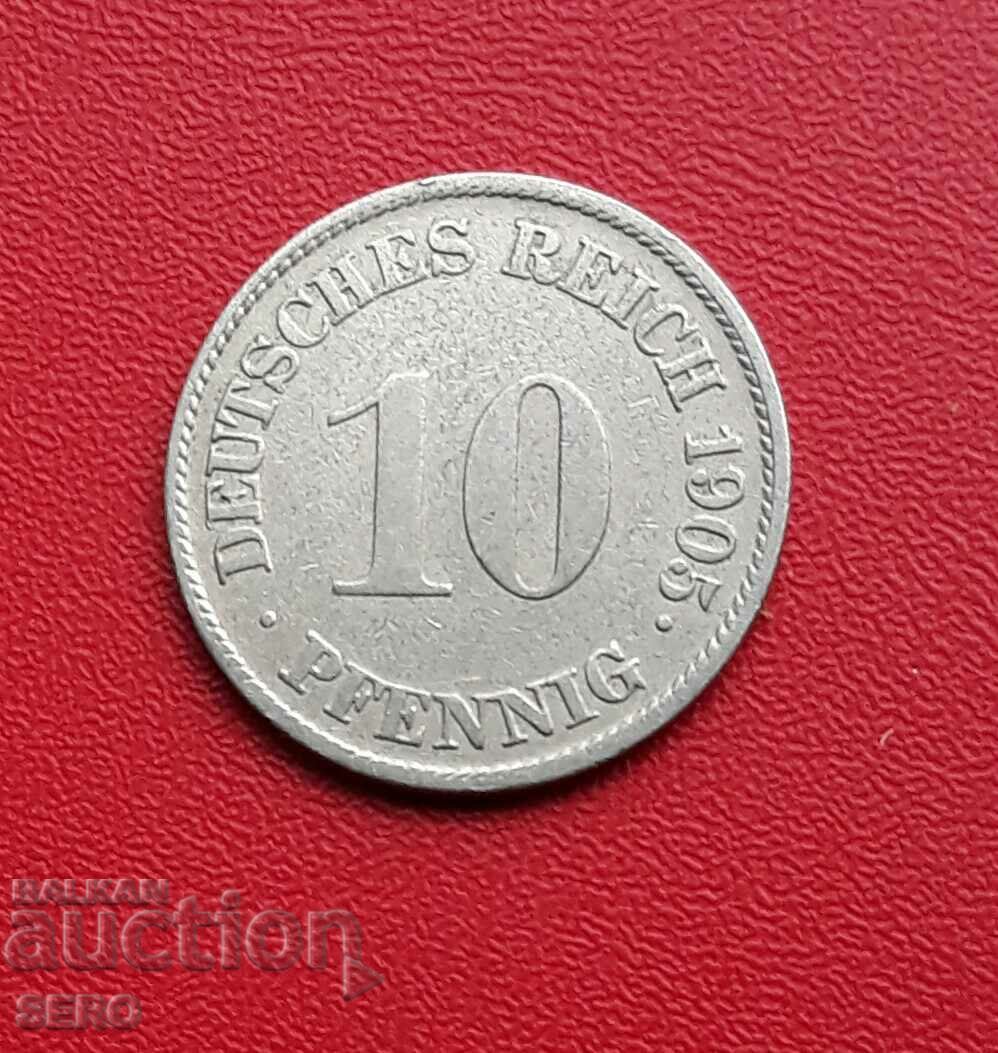 Germany-10 pfennig 1905 J-Hamburg