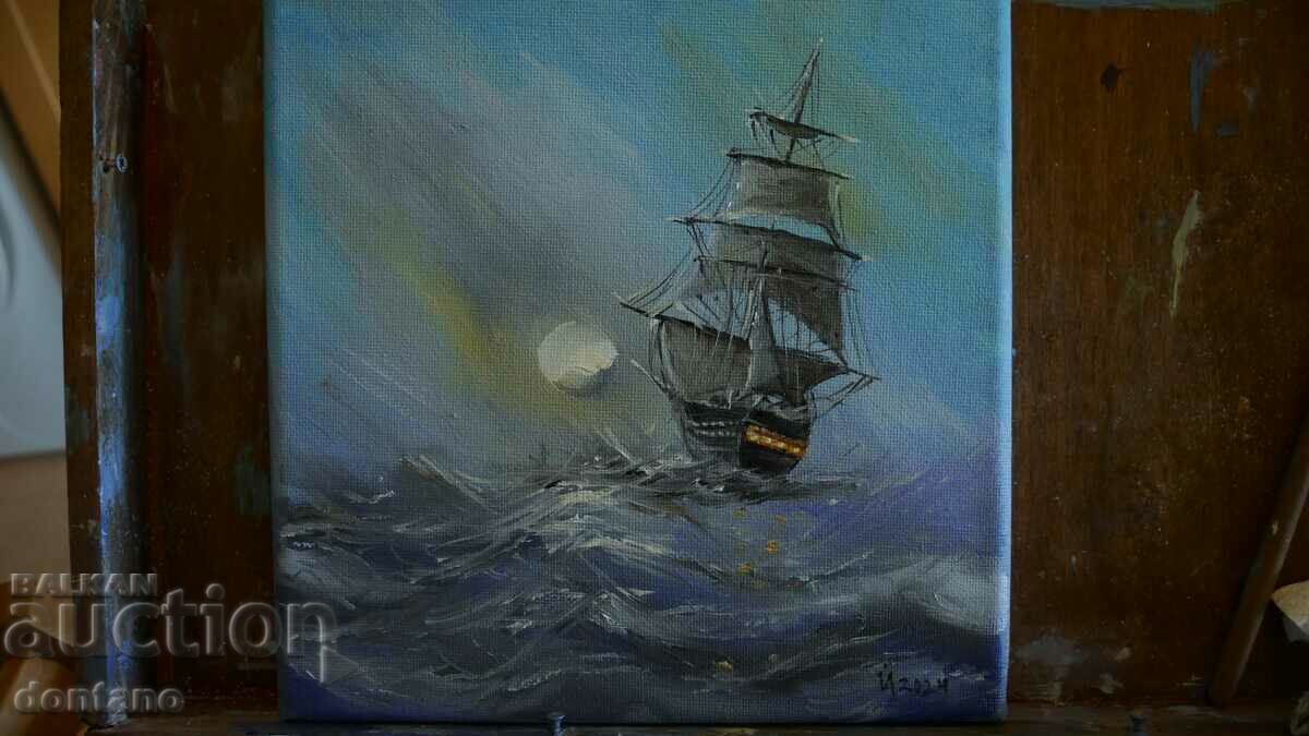 Oil painting - Seascape - Ship to the horizon 20/20