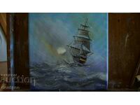 Oil painting - Seascape - Ship to the horizon 20/20