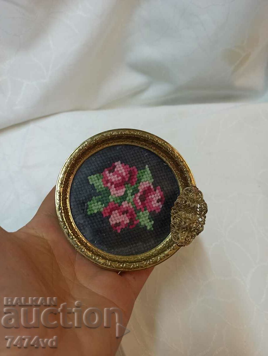 ANTIQUE ASHTRAY BRASS, TAPESTRY